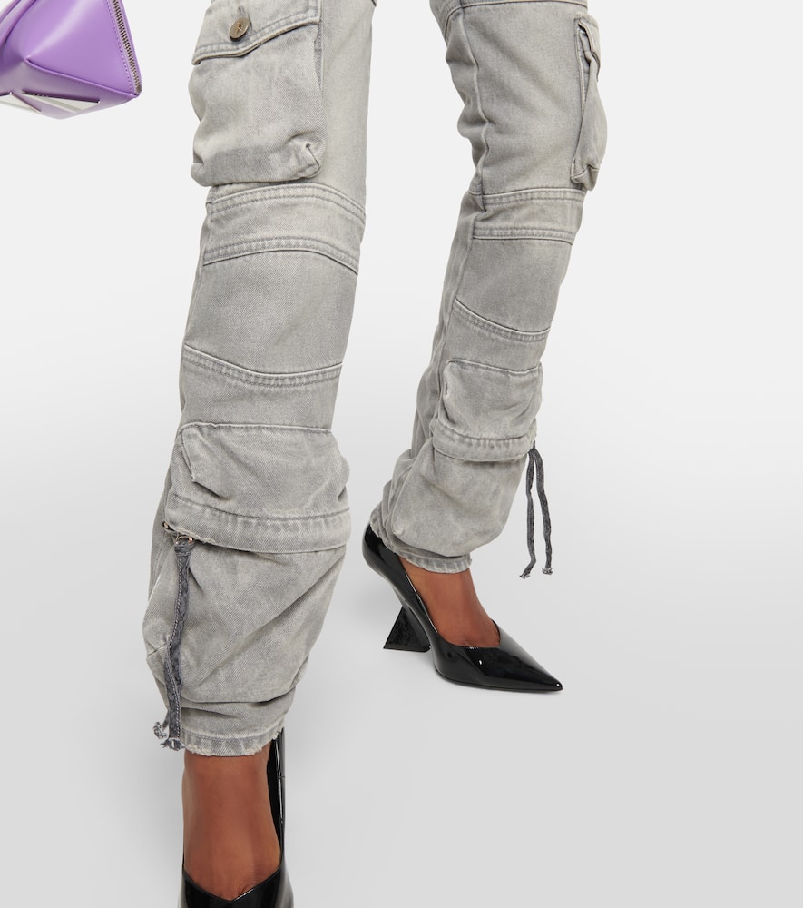 Shop Attico Essie Denim Cargo Pants In Grey