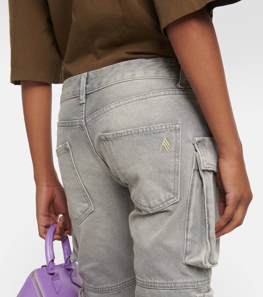 Shop Attico Essie Denim Cargo Pants In Grey