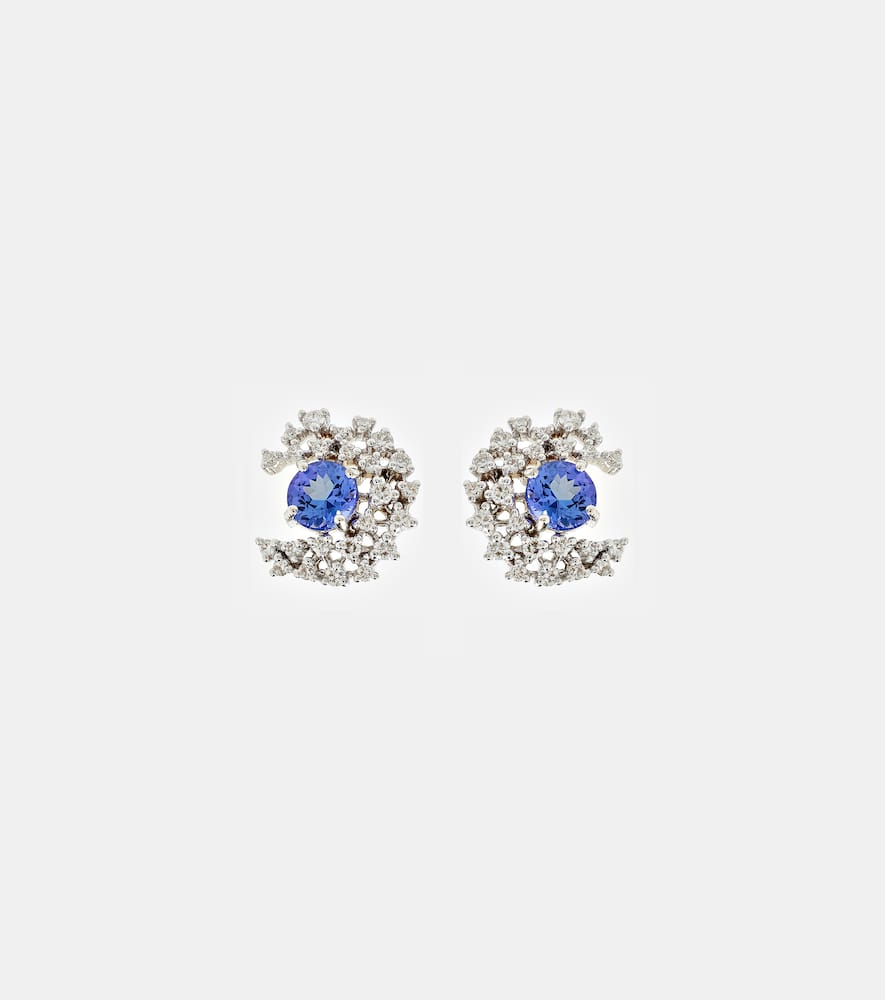 Ananya Scatter 18kt white gold earrings with diamonds and tanzanite