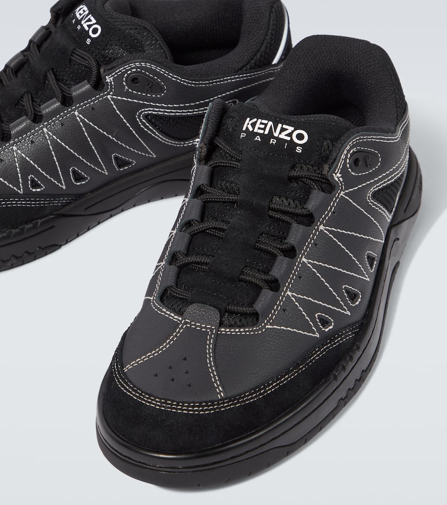 Shop Kenzo Pxt Leather Sneakers In Black