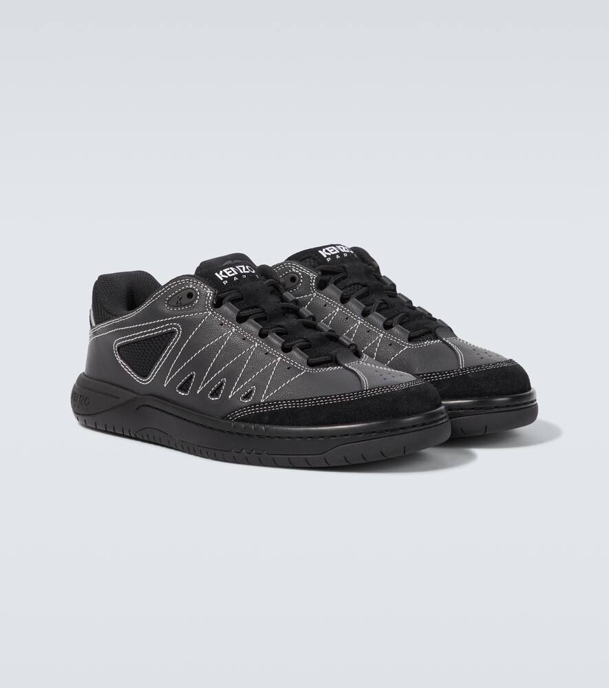 Shop Kenzo Pxt Leather Sneakers In Black