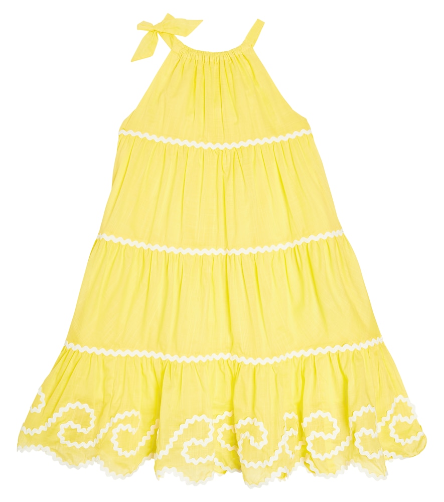 Zimmermann Kids Yellow Alight Tiered Cotton Dress Y Size 12 - Mytheresa