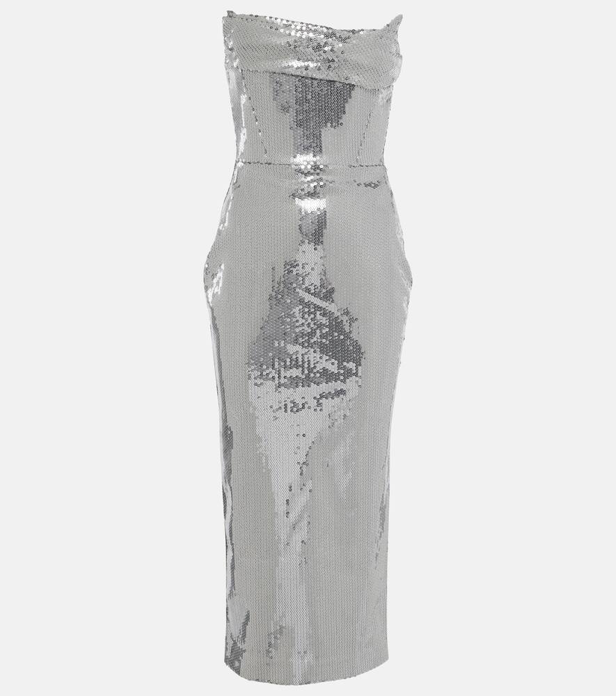 Alex Perry Sequined corset midi dress