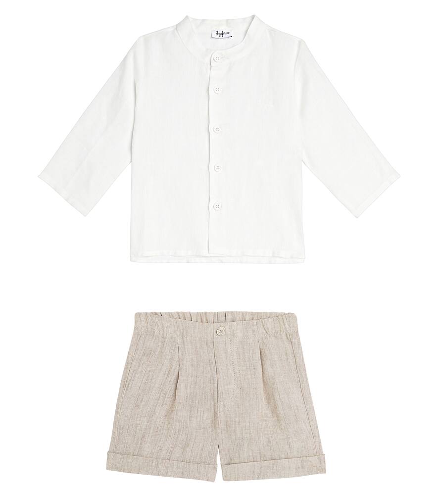 Il Gufo Baby linen shirt and shorts set
