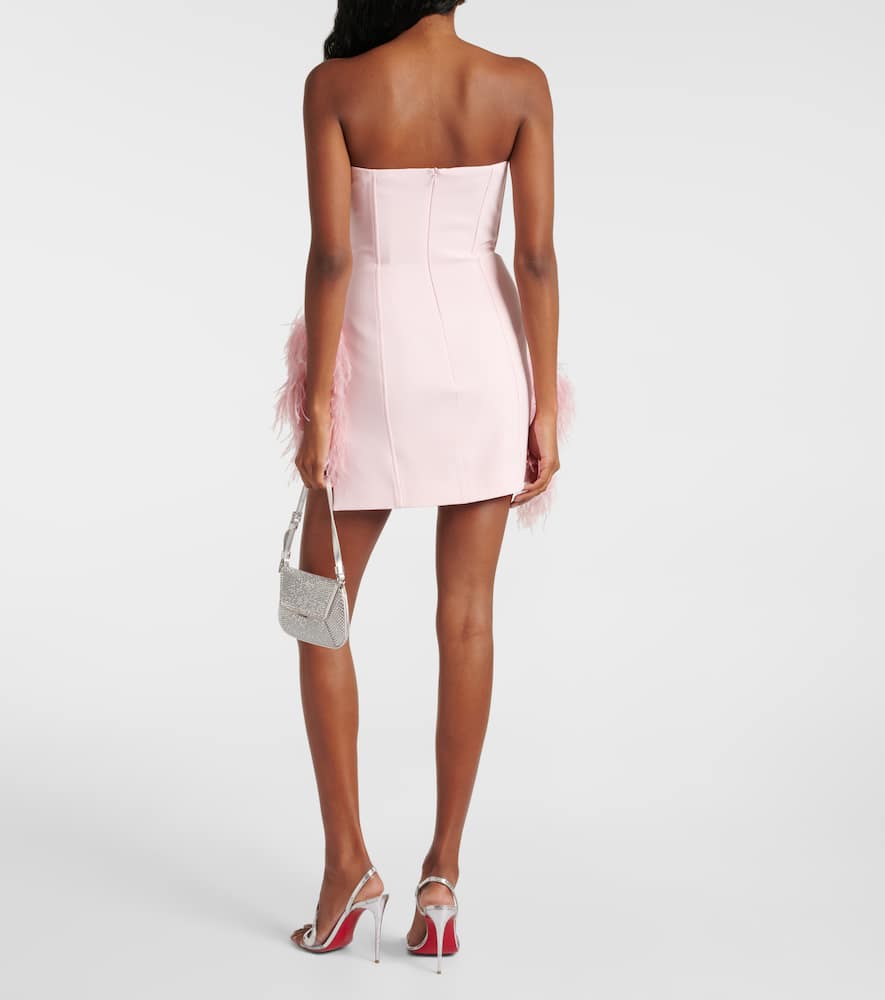 David Koma Feather-trimmed Minidress In Pink