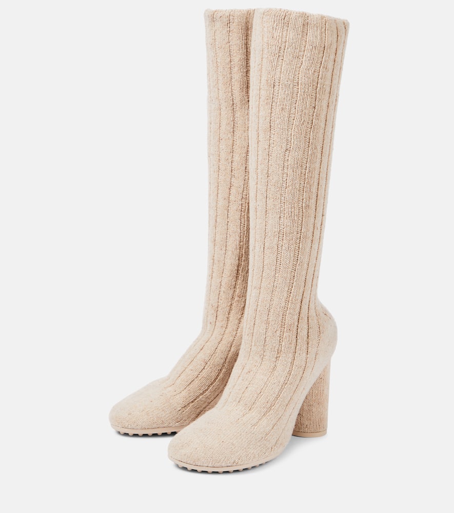 BOTTEGA VENETA ATOMIC KNITTED KNEE-HIGH SOCK BOOTS