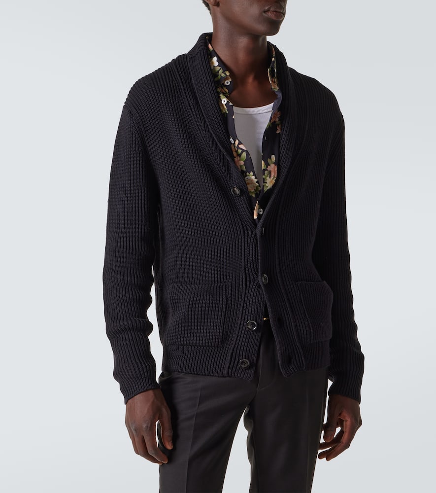 Tom Ford Mens Black V-neck Long-sleeves Wool Cardigan In Black