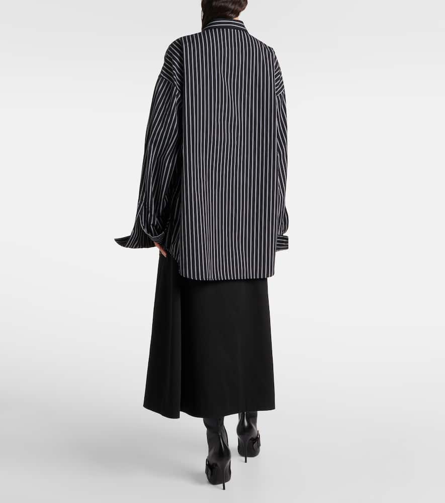 Balenciaga Flatground Stripe Cotton Poplin Button-up Shirt In Black