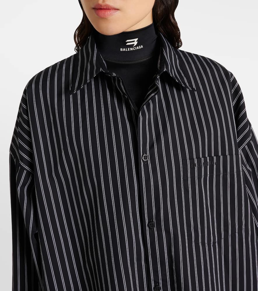 Balenciaga Flatground Stripe Cotton Poplin Button-up Shirt In Black