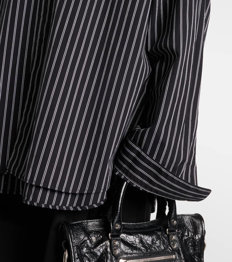 Balenciaga Flatground Stripe Cotton Poplin Button-up Shirt In Black
