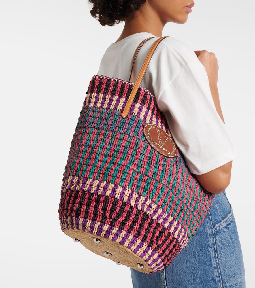 Valentino Vlogo Signature Large Straw Tote Bag In Multicoloured