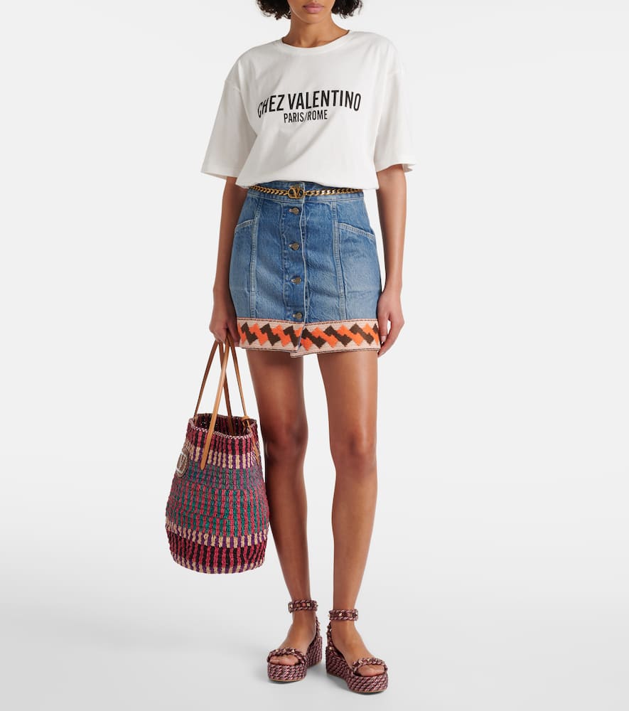 Valentino Vlogo Signature Large Straw Tote Bag In Multicoloured