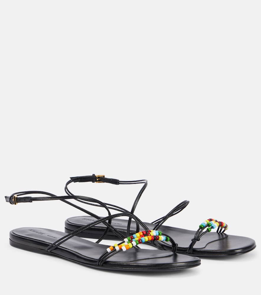 Loop beaded leather sandals