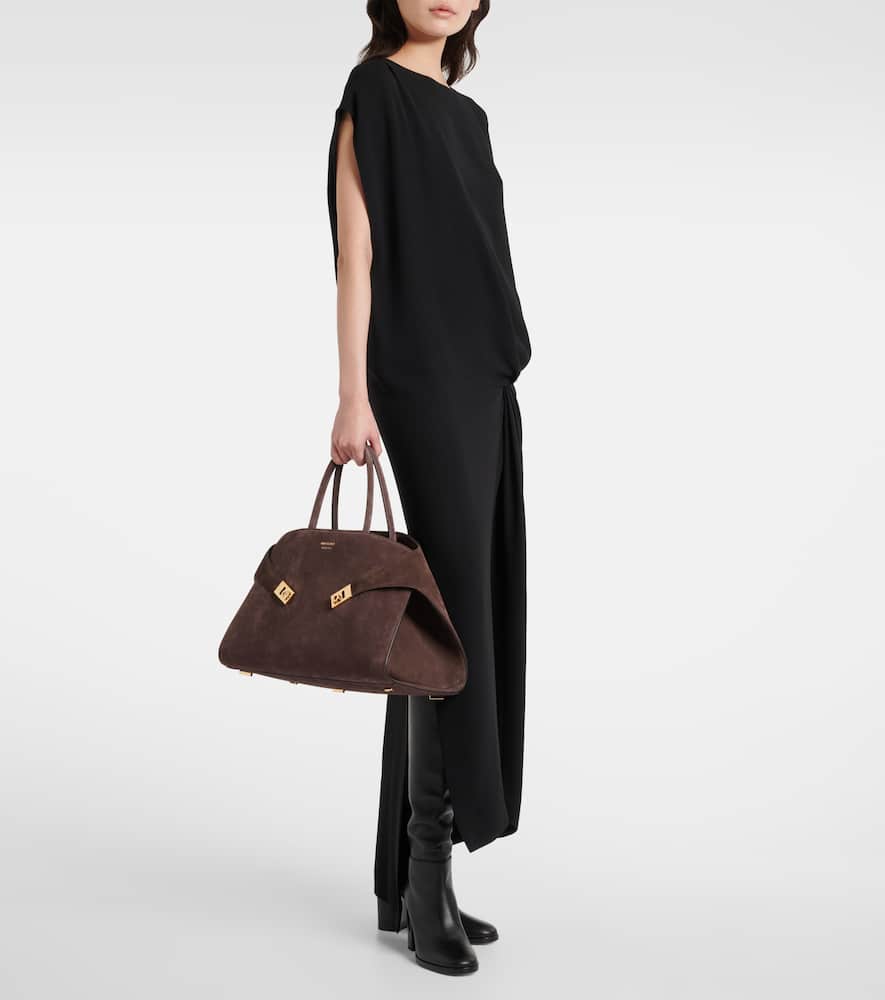 Ferragamo Hug Large Suede Tote Bag In Brown