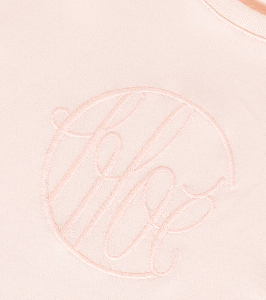 Chloé Kids Logo Embroidered Cotton Jersey T-shirt In Pink
