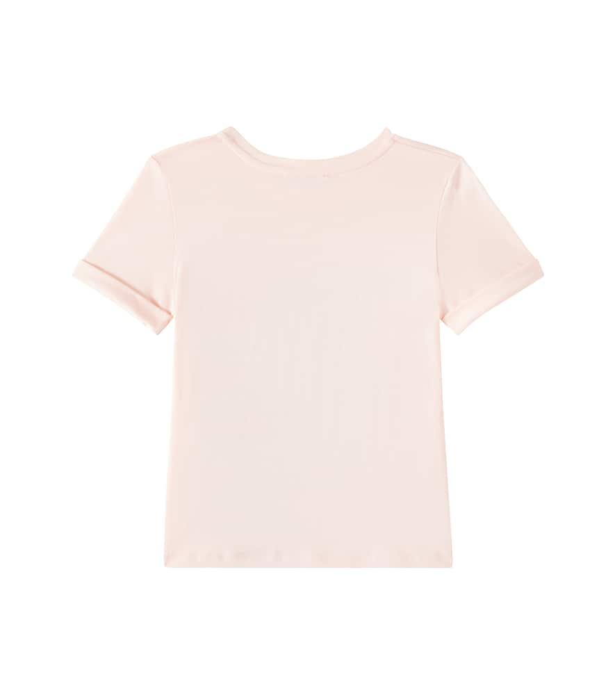 Chloé Kids Logo Embroidered Cotton Jersey T-shirt In Pink