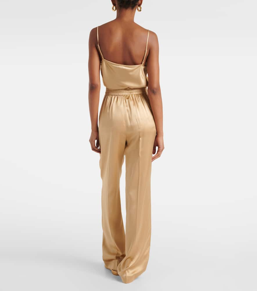 Joseph Tawa Silk Satin Straight Pants In Beige