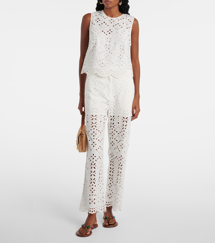  Veronica Beard Veronica Beard Adelyn Broderie Anglaise Cotton Top 