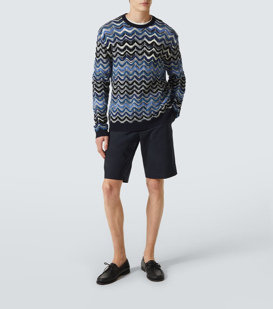 Missoni Crew Neck Sweater With Geometric Zigzag Pattern In Multi