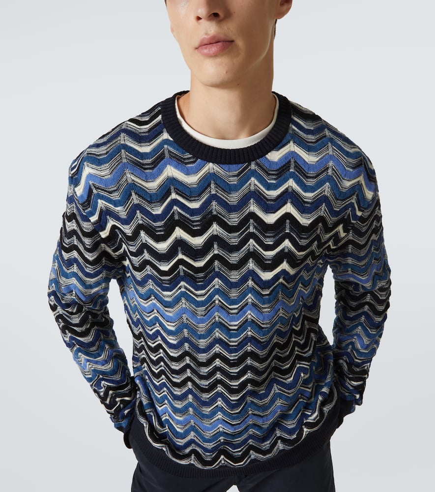 Missoni Crew Neck Sweater With Geometric Zigzag Pattern In Multi