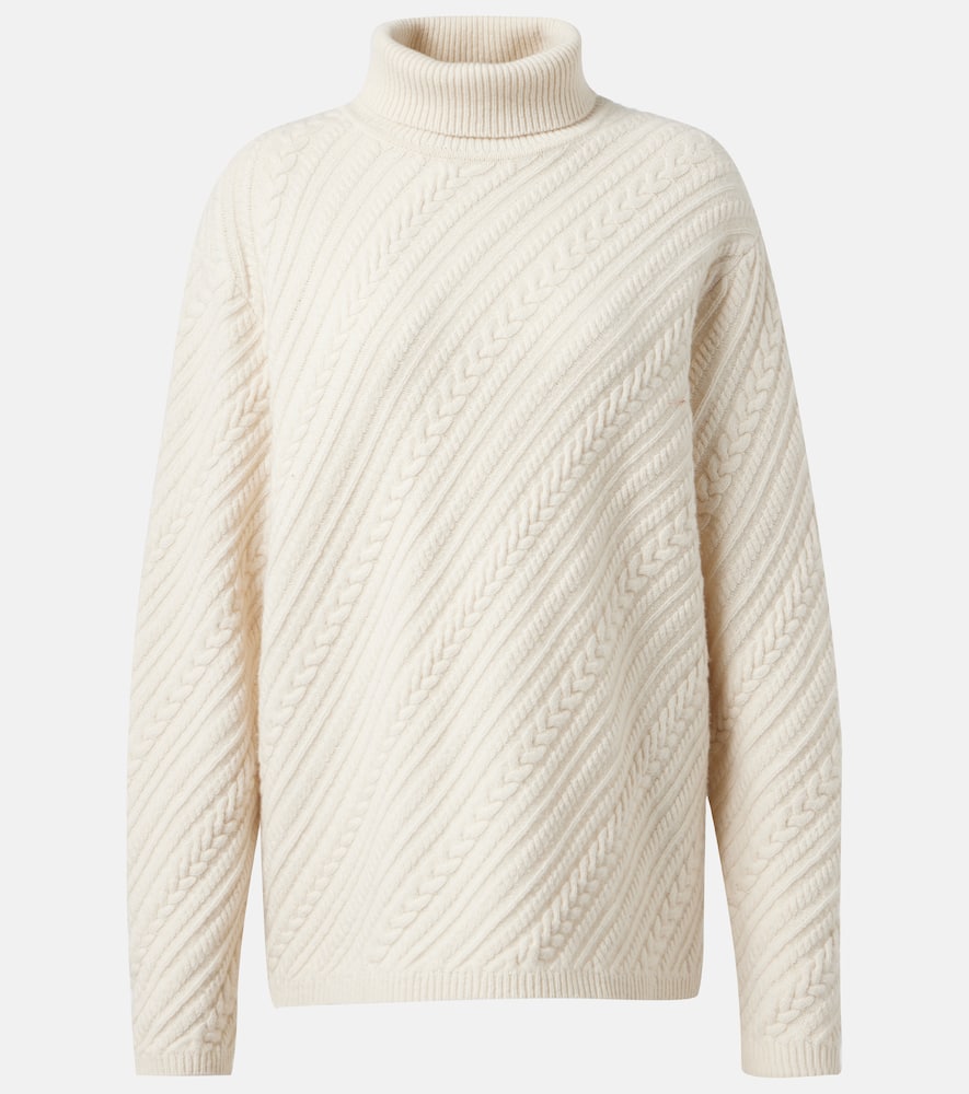 Joseph Cable-knit Wool Turtleneck Sweater In Yellow
