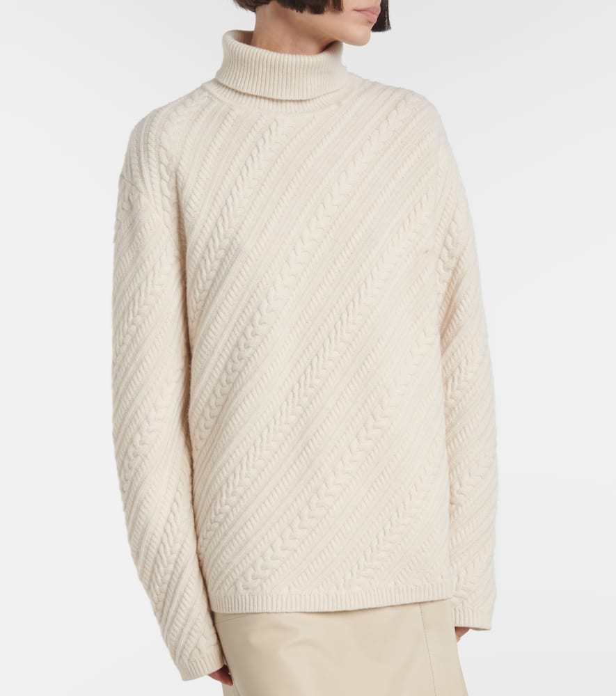 Joseph Cable-knit Wool Turtleneck Sweater In Yellow