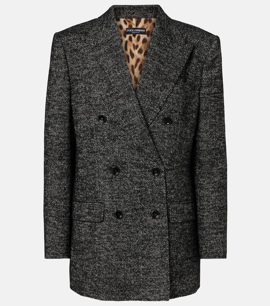 Dolce & Gabbana Double-breasted Wool-blend Jacket In Gray
