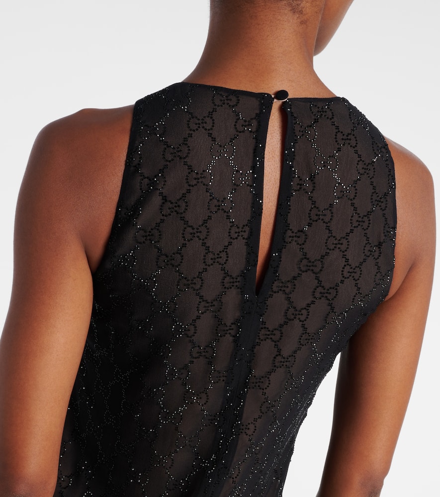 Gucci Gg Embellished Silk Gown In Black