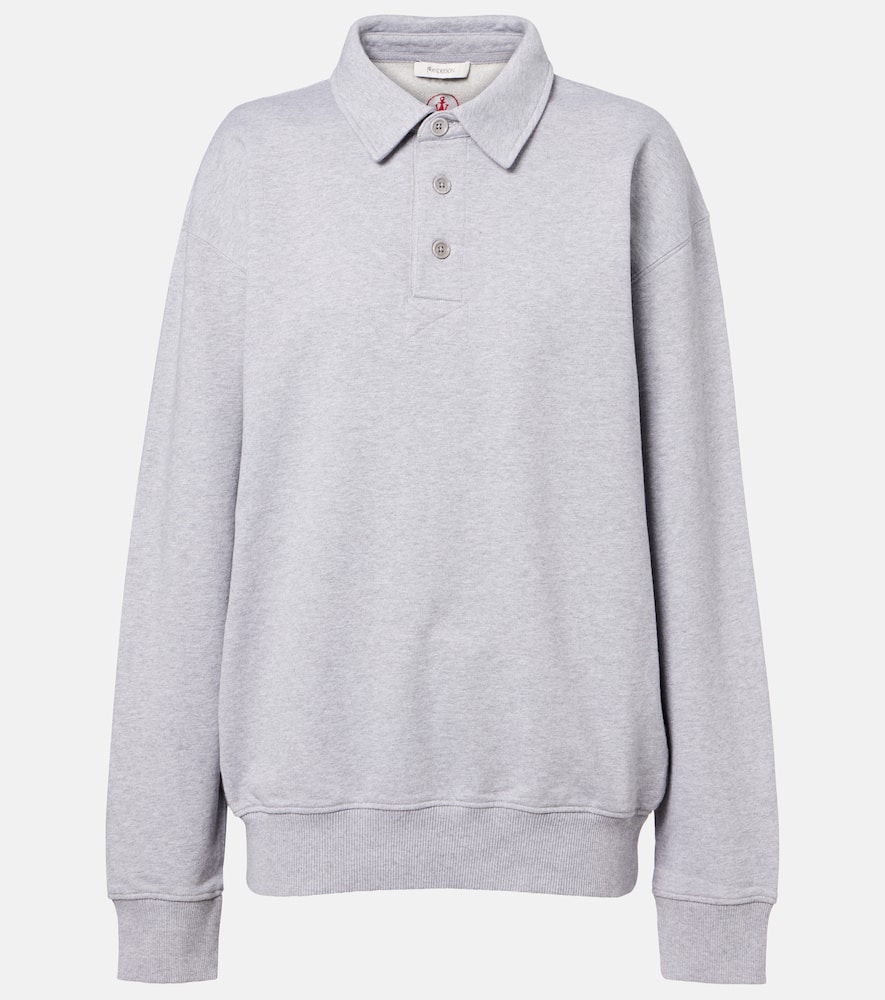 Jw Anderson Embroidered Cotton Jersey Sweatshirt In Gray