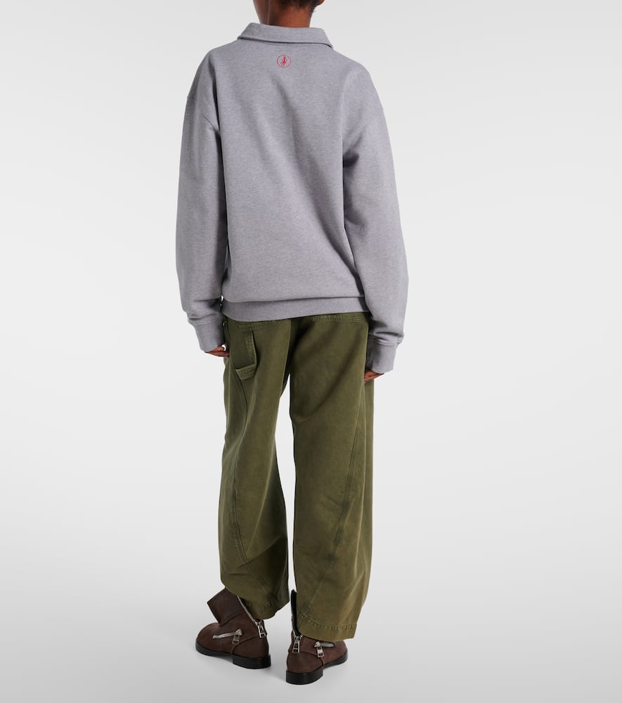 Jw Anderson Embroidered Cotton Jersey Sweatshirt In Gray