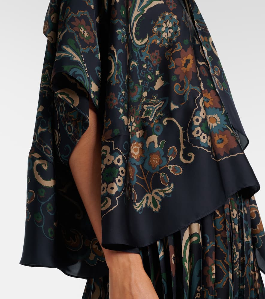 Sacai Womens Navy Floral Asymmetric Woven Shirt In Black