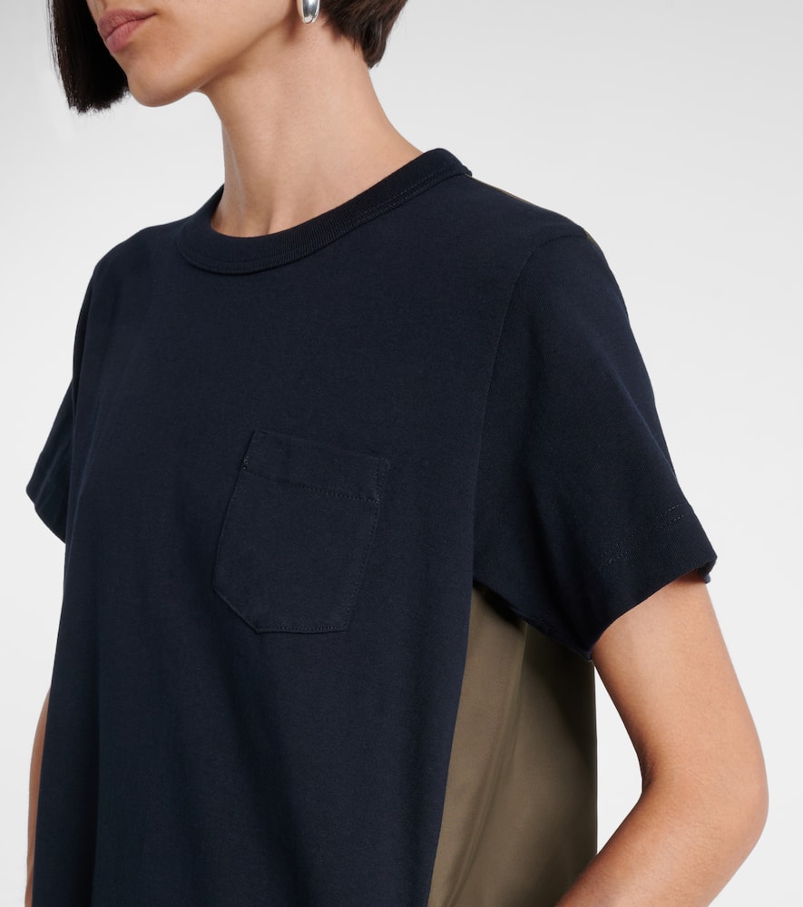 Sacai Jersey And Twill Minidress In Black
