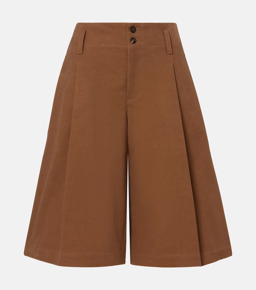 Chloé Pleated cotton canvas Bermuda shorts