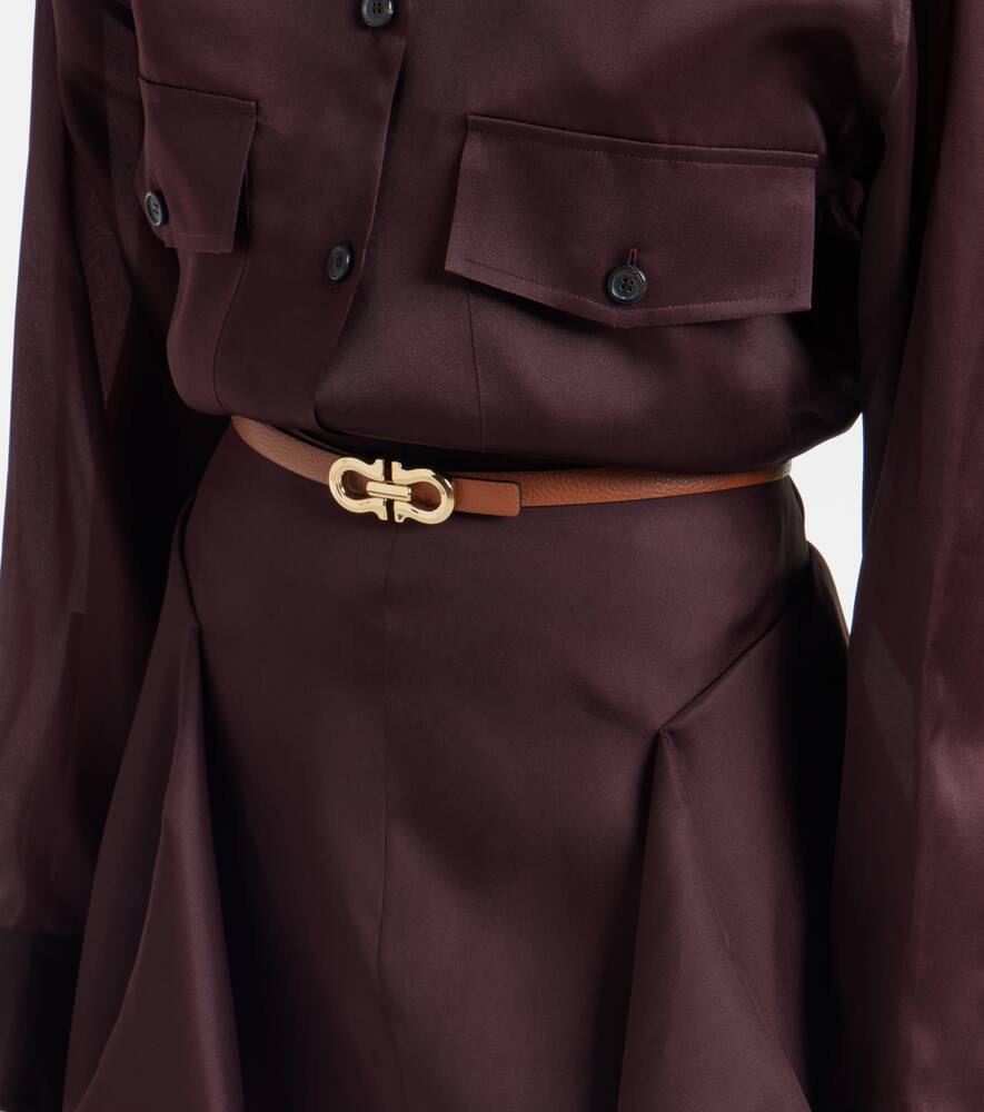 Ferragamo Gancini Reversible Leather Belt In Brown