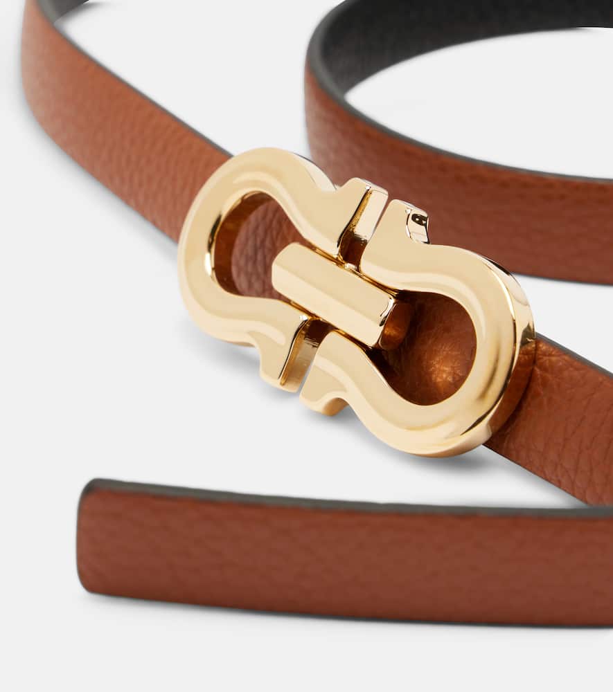 Ferragamo Gancini Reversible Leather Belt In Brown