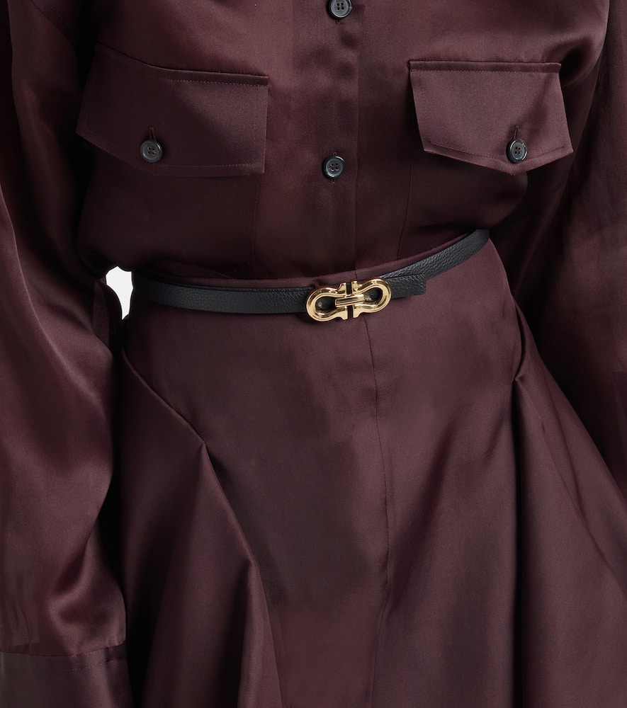 Ferragamo Gancini Reversible Leather Belt In Brown