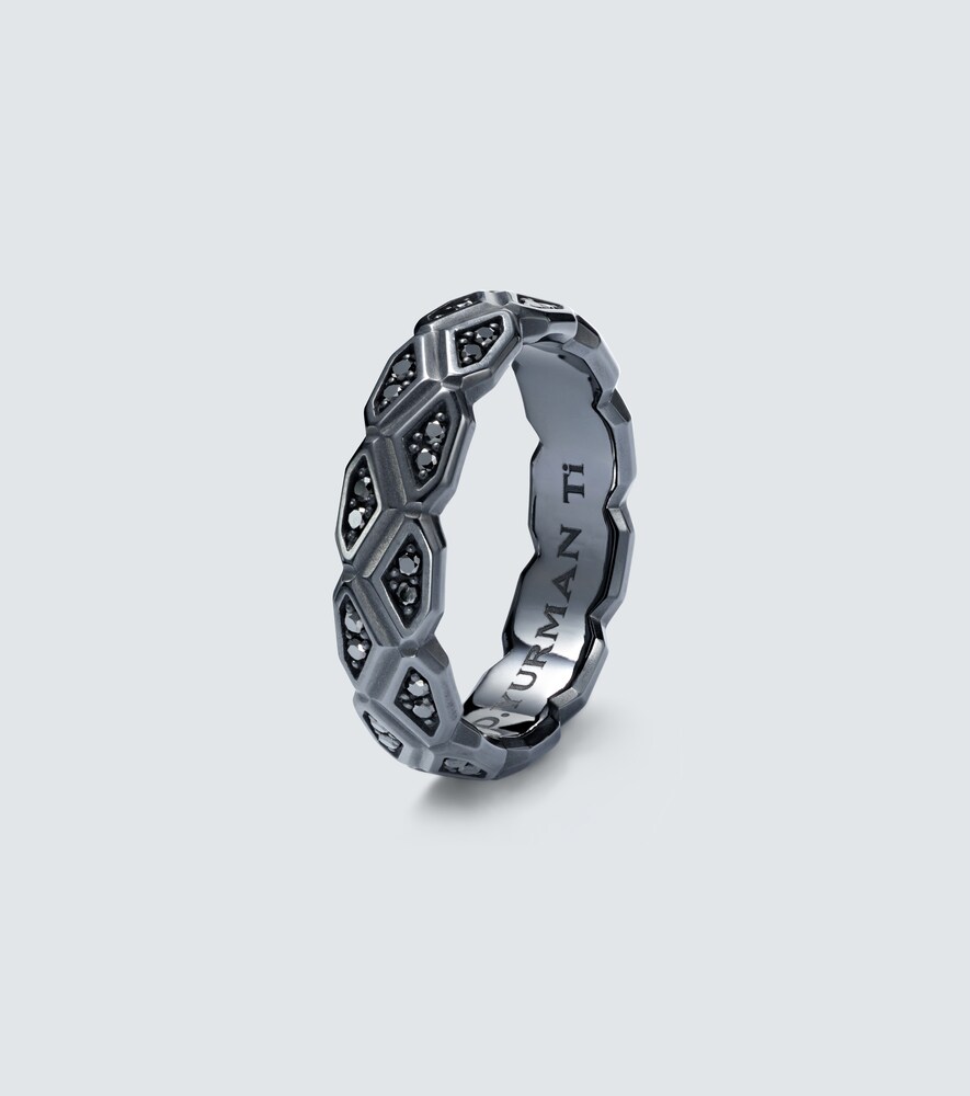  David Yurman David Yurman Hex Titanium Ring With Diamonds 