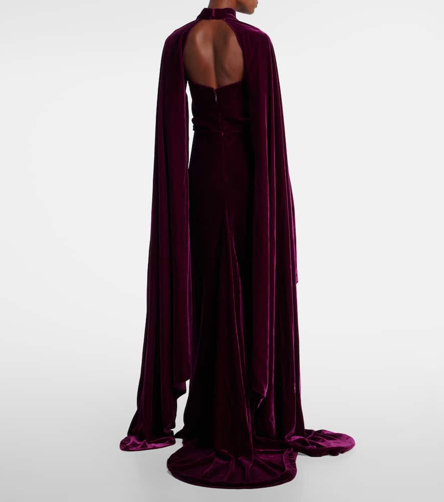 Costarellos Embellished Strapless Gown In Purple