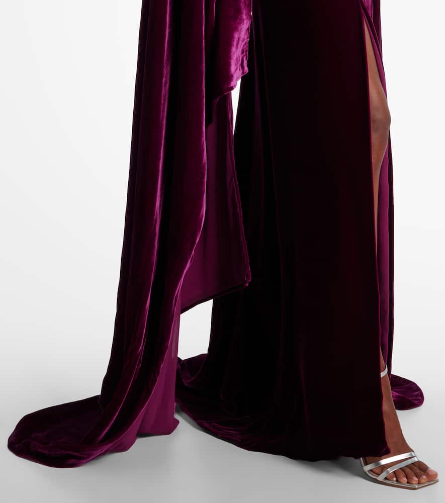 Costarellos Embellished Strapless Gown In Purple