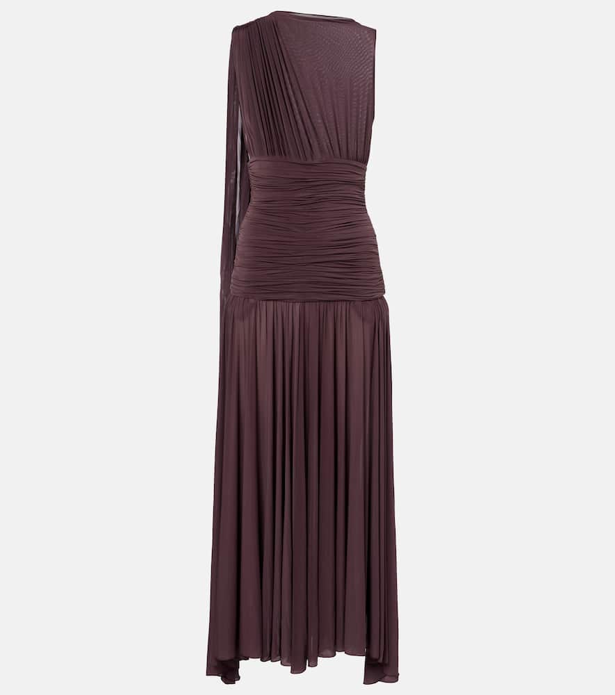 Draped sheer midi dress