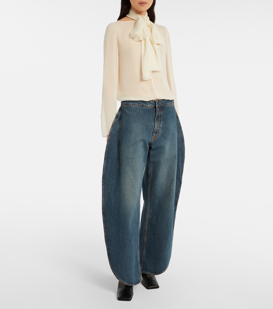  Alaia Alaã¯a Sheer Tie-neck Blouse 
