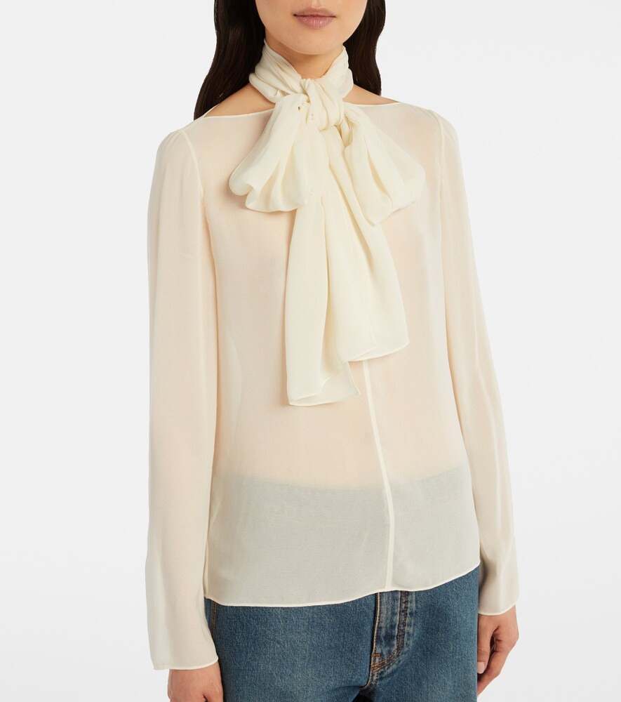  Alaia Alaã¯a Sheer Tie-neck Blouse 