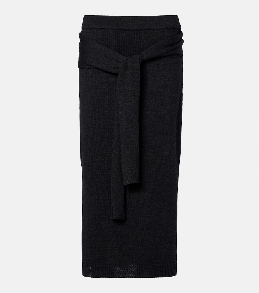 Lemaire Wool-blend Midi Skirt In Gray
