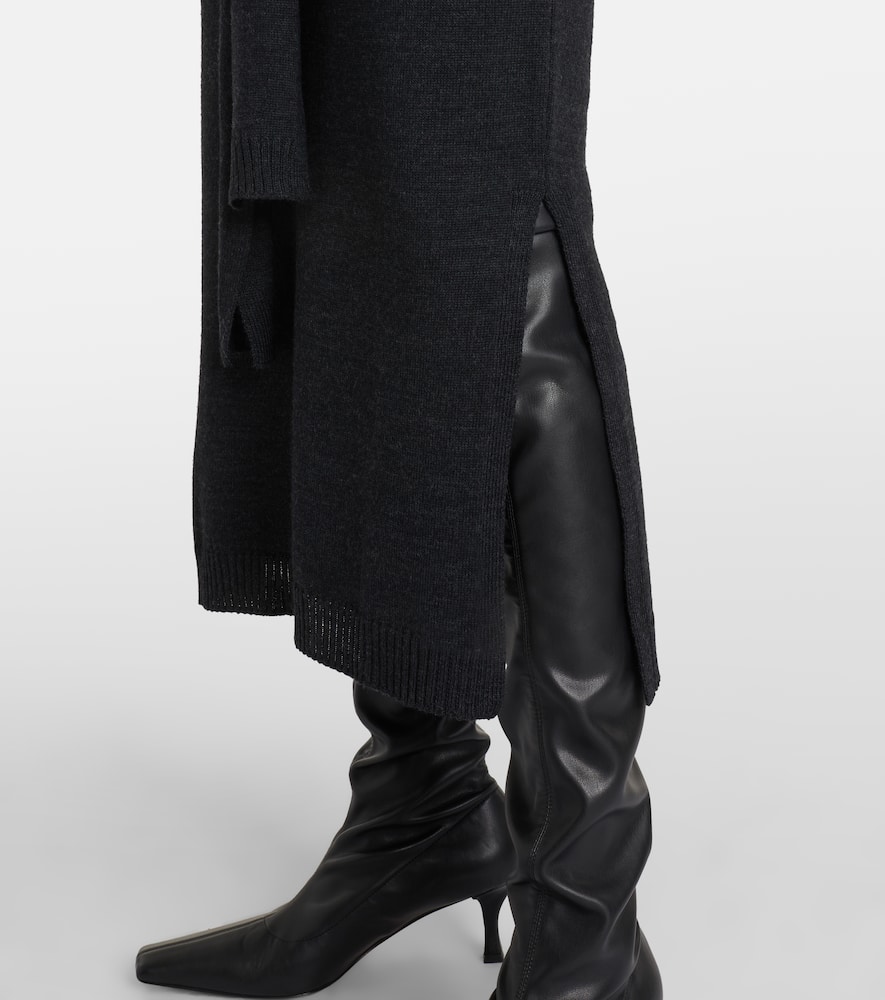 Lemaire Wool-blend Midi Skirt In Gray