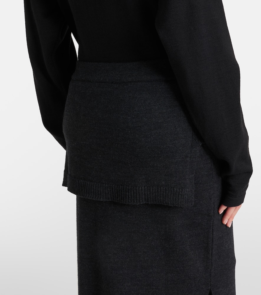 Lemaire Wool-blend Midi Skirt In Gray