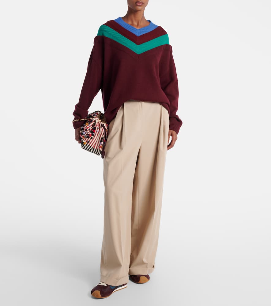 Loewe Layered Wool Sweater In Burgundy