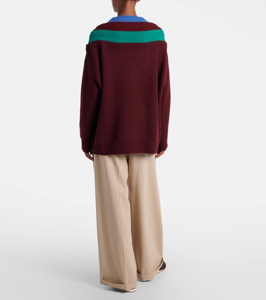 Loewe Layered Wool Sweater In Burgundy