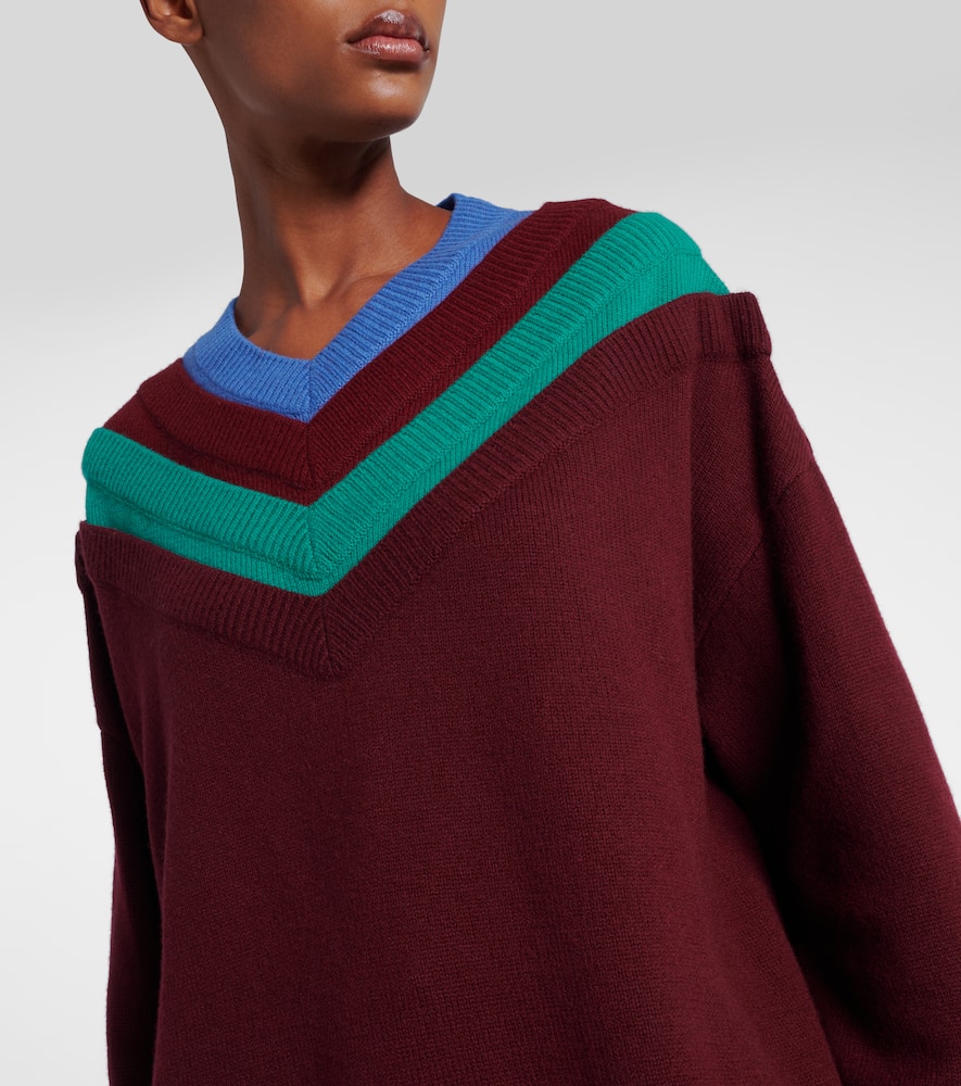 Loewe Layered Wool Sweater In Burgundy