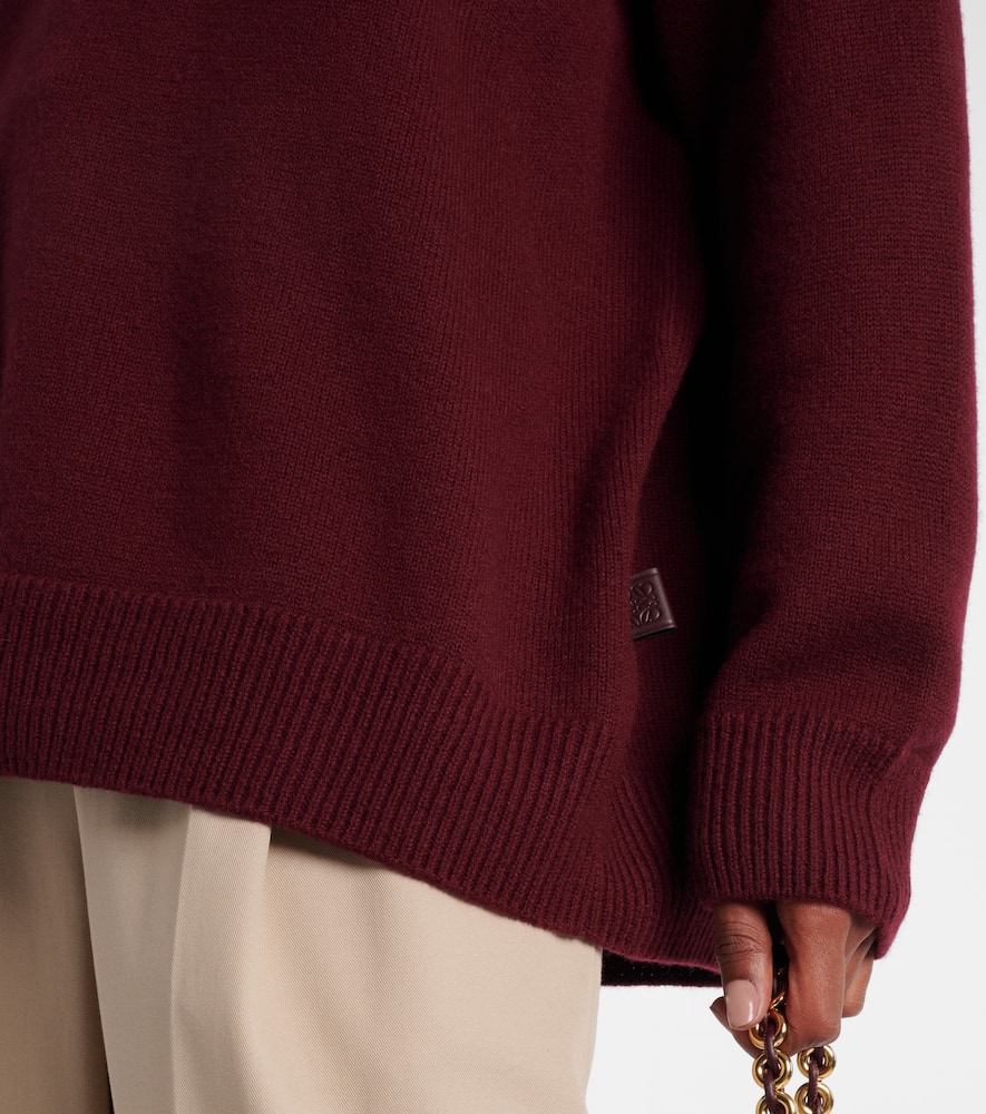 Loewe Layered Wool Sweater In Burgundy