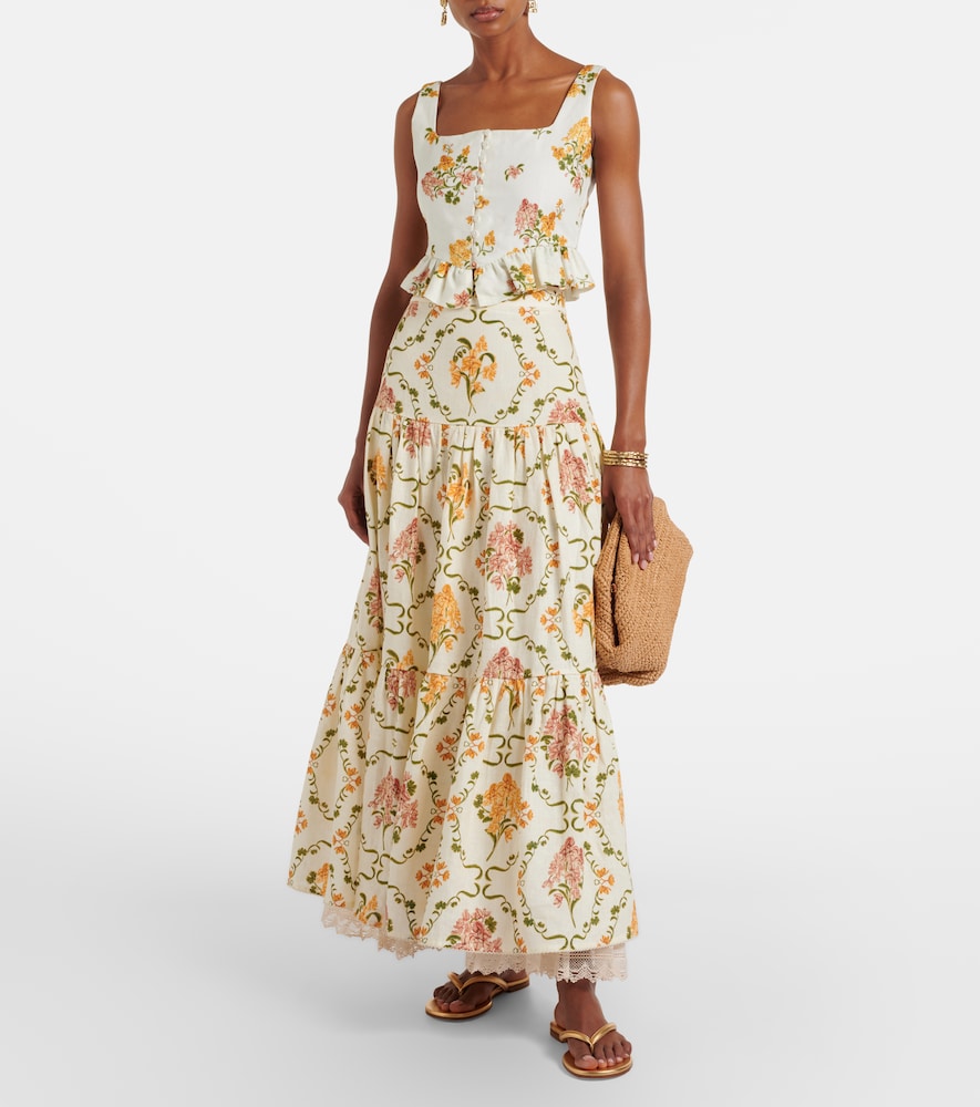 Agua by Agua Bendita Eslabón Cordillera floral linen top